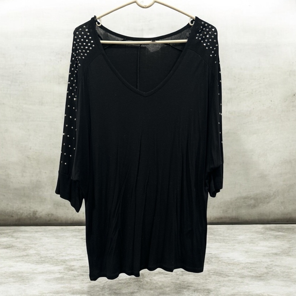 Apt. 9 Black Studded Sleeve Blouse